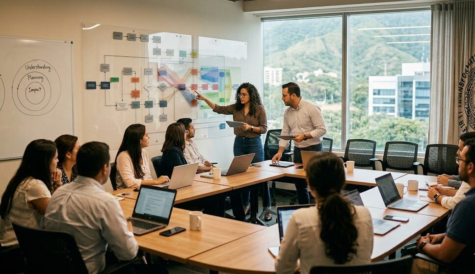 desarrolla una imagen referente al tema sin texto en la imagen:  Training for Transformation: Moving Beyond Button-Clicking to Strategic Mastery